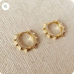 18k Gold filled Spiked Hoop Earrings. Waterproof.